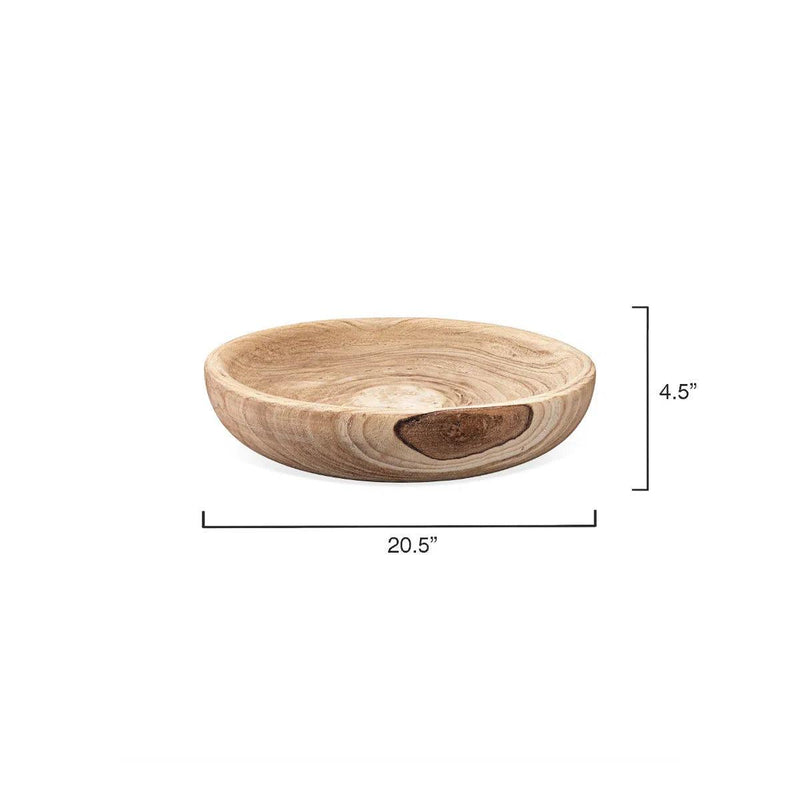 Brown Paulownia Wood Laurel Wooden Bowl Boxes & Bowls LOOMLAN By Jamie Young