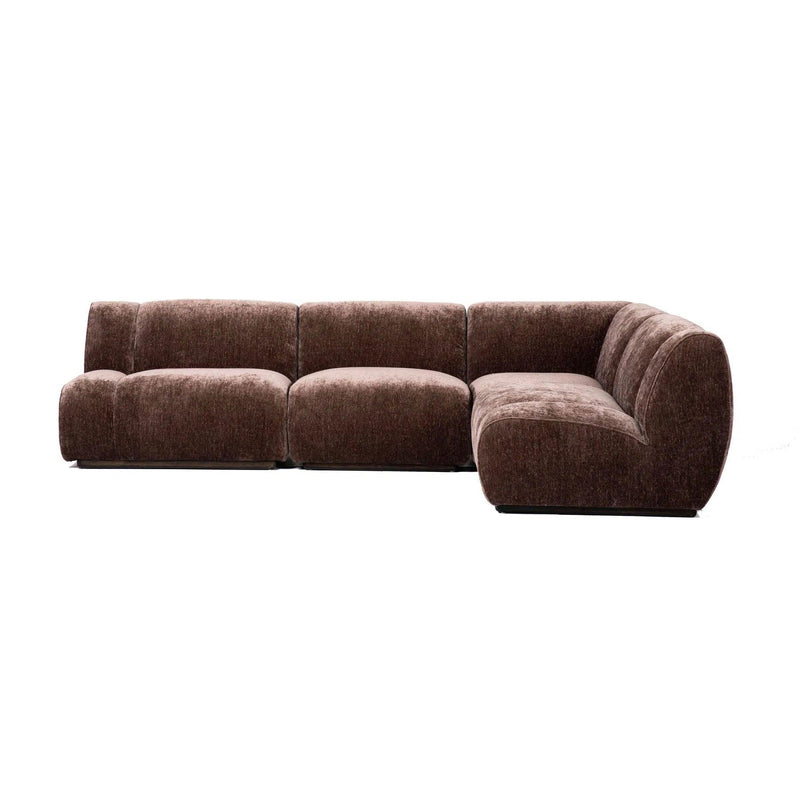 Brown Performance Fabric Modular Sectional Sofa - 4 Piece Set Modular Sofas LOOMLAN By LH Imports