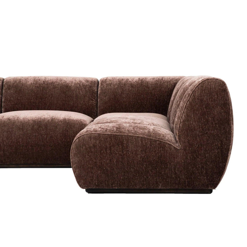 Brown Performance Fabric Modular Sectional Sofa - 4 Piece Set Modular Sofas LOOMLAN By LH Imports