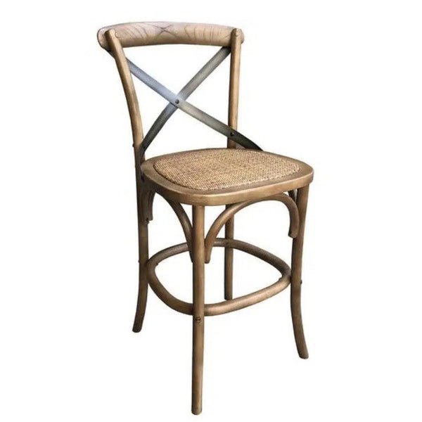 Brown Rattan Wood Seat Over Base Counter Height Stool Counter Stools LOOMLAN By LH Imports