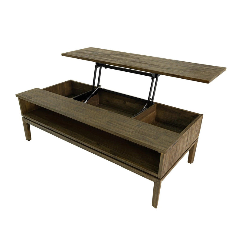 Brown Rectangle Coffee Table Lift Top and Storage Coffee Tables LOOMLAN By LH Imports