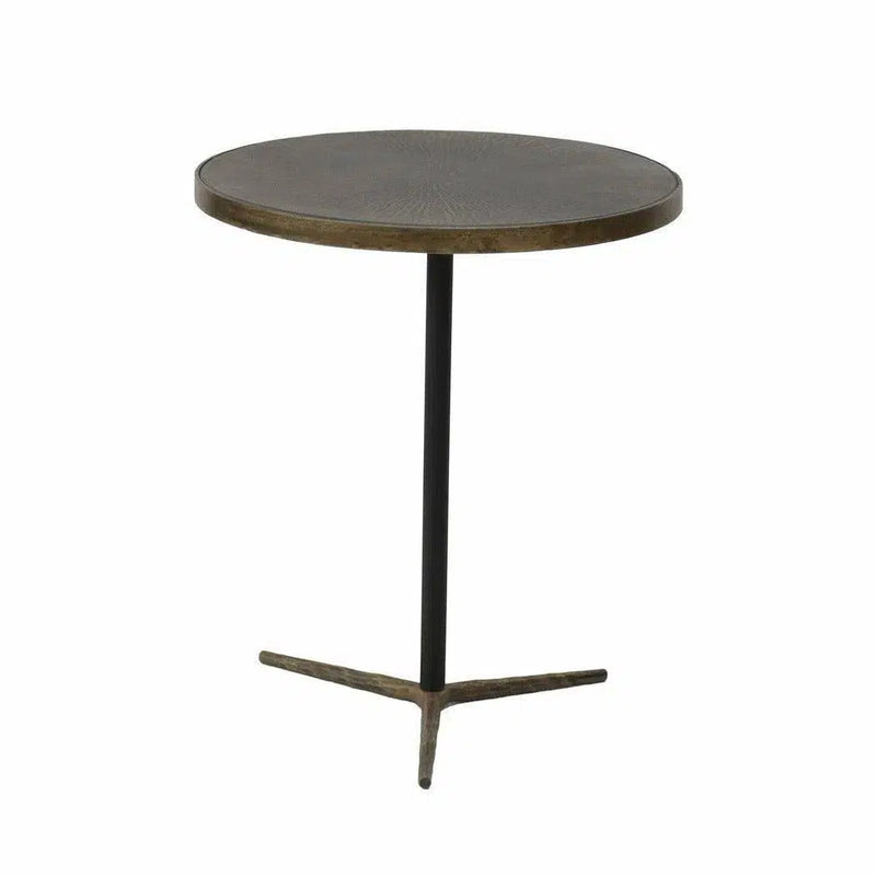 Brown Round Side Table Metal Top With Metal Frame Side Tables LOOMLAN By LH Imports