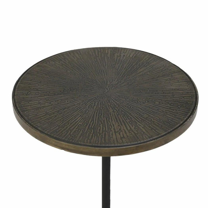 Brown Round Side Table Metal Top With Metal Frame Side Tables LOOMLAN By LH Imports