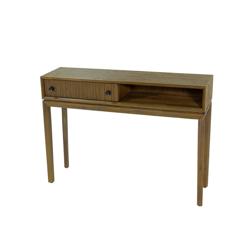 Brown Slim Console Table With Drawers and Shelves Console Tables LOOMLAN By LH Imports