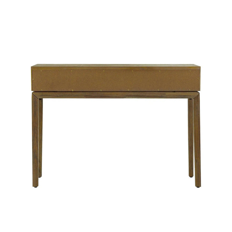 Brown Slim Console Table With Drawers and Shelves Console Tables LOOMLAN By LH Imports