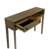 Brown Slim Console Table With Drawers and Shelves Console Tables LOOMLAN By LH Imports