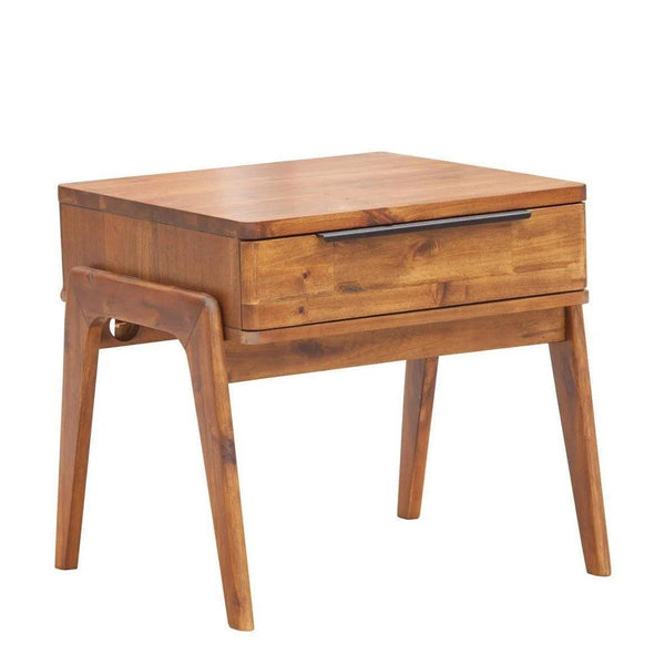 Brown Square Side Table With Drawers Wood Top With Wood Base Side Tables LOOMLAN By LH Imports