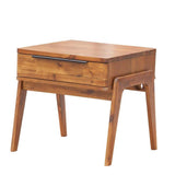 Brown Square Side Table With Drawers Wood Top With Wood Base Side Tables LOOMLAN By LH Imports