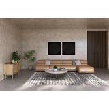 Brown Tan Leather Signature Modular Slipper Chair Modular Components LOOMLAN By Moe's Home