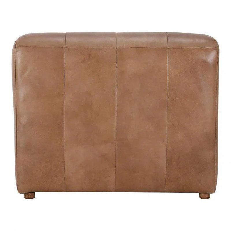 Brown Tan Leather Signature Modular Slipper Chair Modular Components LOOMLAN By Moe's Home