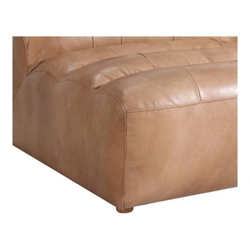 Brown Tan Leather Signature Modular Slipper Chair Modular Components LOOMLAN By Moe's Home