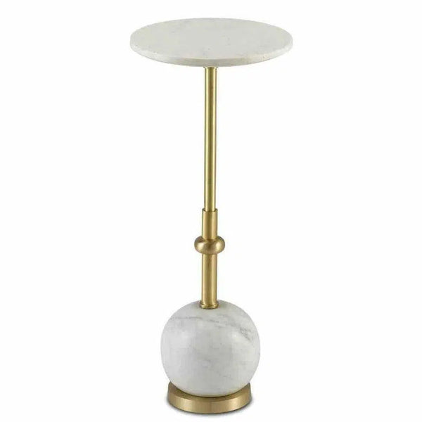 Brushed Brass White Pino Drinks Table Side Tables LOOMLAN By Currey & Co