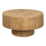 Brutus Barnwood Round Coffee Table With Drawers Round Block Coffee Tables LOOMLAN By Sarreid