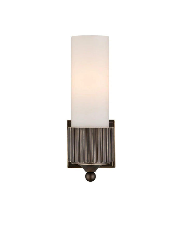 Bryce Composite and Glass Black Bath Wall Sconce Wall Sconces LOOMLAN By Currey & Co