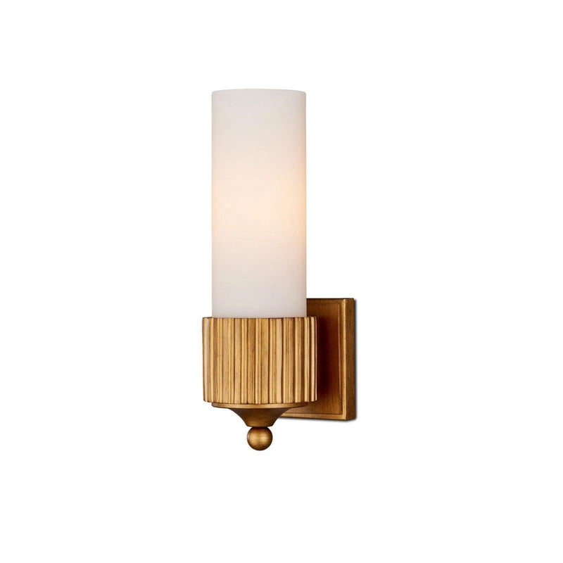 Bryce Composite and Glass Gold Bath Wall Sconce Wall Sconces LOOMLAN By Currey & Co