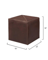 Buff Brown Leather Square Ottoman - Small Ottomans LOOMLAN By Jamie Young