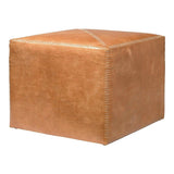 Buff Tan Leather Square Ottoman - Large Ottomans LOOMLAN By Jamie Young