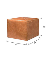 Buff Tan Leather Square Ottoman - Large Ottomans LOOMLAN By Jamie Young