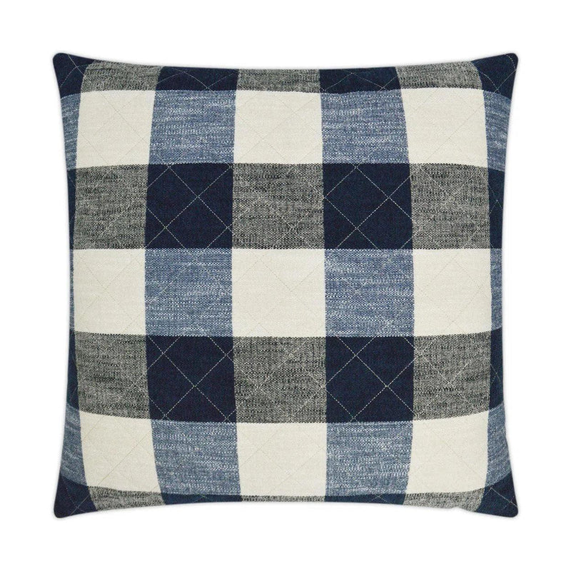 Buffalo Quilt Denim Blue Throw Pillow With Insert Throw Pillows LOOMLAN By D.V. Kap