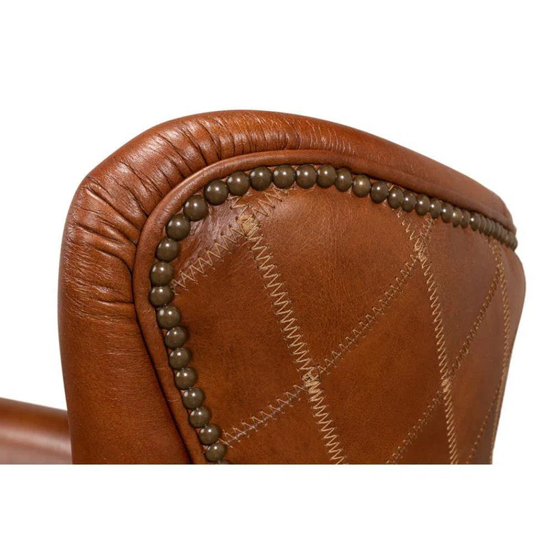 Bugatti Brown Leather Accent Arm Chair Accent Chairs LOOMLAN By Sarreid