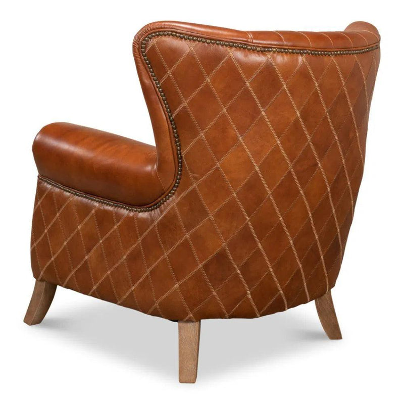 Bugatti Brown Leather Accent Arm Chair Accent Chairs LOOMLAN By Sarreid