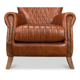 Bugatti Brown Leather Accent Arm Chair Accent Chairs LOOMLAN By Sarreid