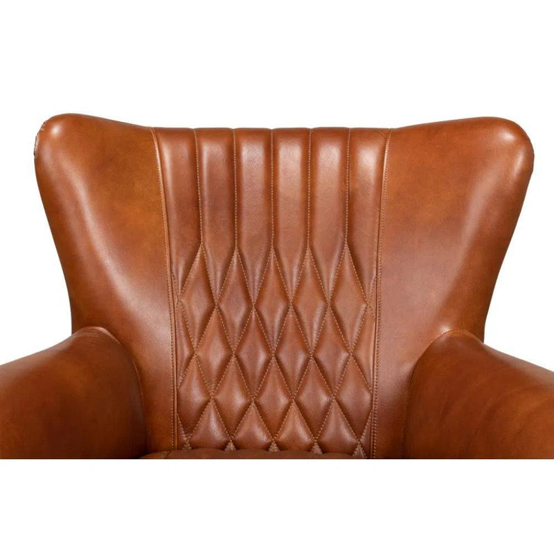 Bugatti Brown Leather Accent Arm Chair Accent Chairs LOOMLAN By Sarreid