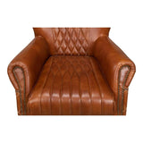 Bugatti Brown Leather Accent Arm Chair Accent Chairs LOOMLAN By Sarreid