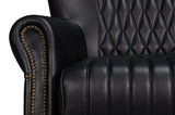 Bugatti Wood and Leather Black Swivel Arm Chair Club Chairs LOOMLAN By Sarreid