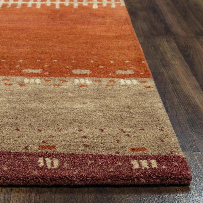 Burh Wool Red Hallway Kitchen Runner Rug Area Rugs LOOMLAN By LOOMLAN