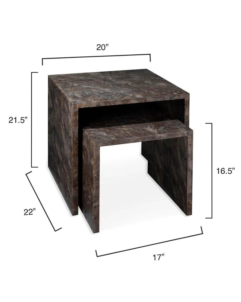 Burl Wood Brown Bedford Nesting Tables (Set of 2) Side Tables LOOMLAN By Jamie Young