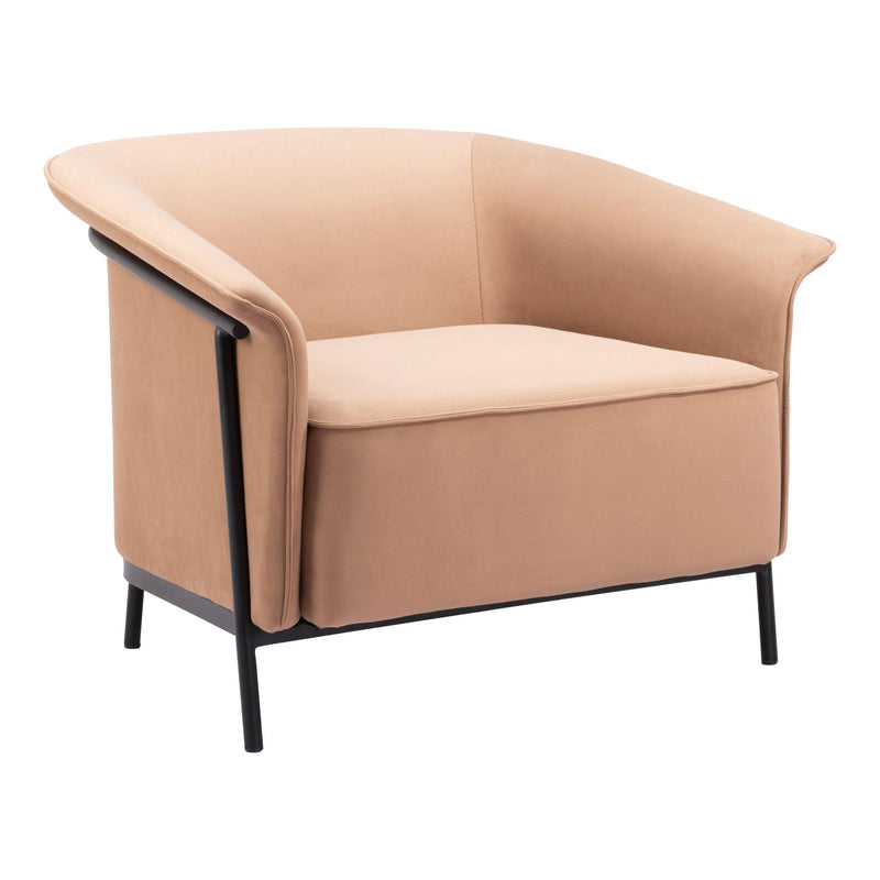 Burry Steel Tan Accent Arm Chair Club Chairs LOOMLAN By Zuo Modern