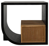 Burton Teak Wood Rectangle Side Table With 2 Drawers Side Tables LOOMLAN By Noir