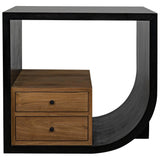 Burton Teak Wood Rectangle Side Table With 2 Drawers Side Tables LOOMLAN By Noir