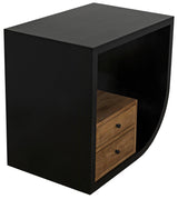 Burton Teak Wood Rectangle Side Table With 2 Drawers Side Tables LOOMLAN By Noir