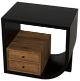 Burton Teak Wood Rectangle Side Table With 2 Drawers Side Tables LOOMLAN By Noir