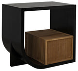 Burton Teak Wood Rectangle Side Table With 2 Drawers Side Tables LOOMLAN By Noir