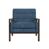 Burton Wood and Fabric Blue Accent Arm Chair Club Chairs LOOMLAN By Bassett Mirror