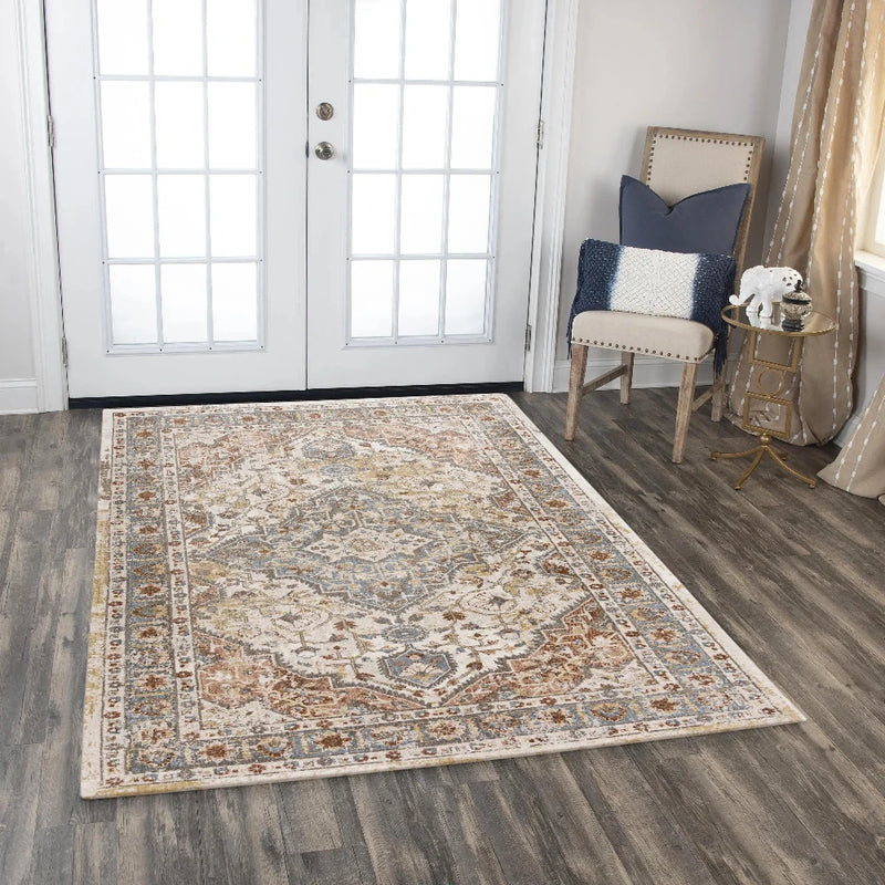 Bury Medallion Ivory/ Multi Large Area Rugs For Living Room Area Rugs LOOMLAN By LOOMLAN