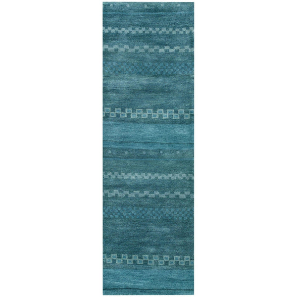 Bush Wool Blue Hallway Kitchen Runner Rug Area Rugs LOOMLAN By LOOMLAN