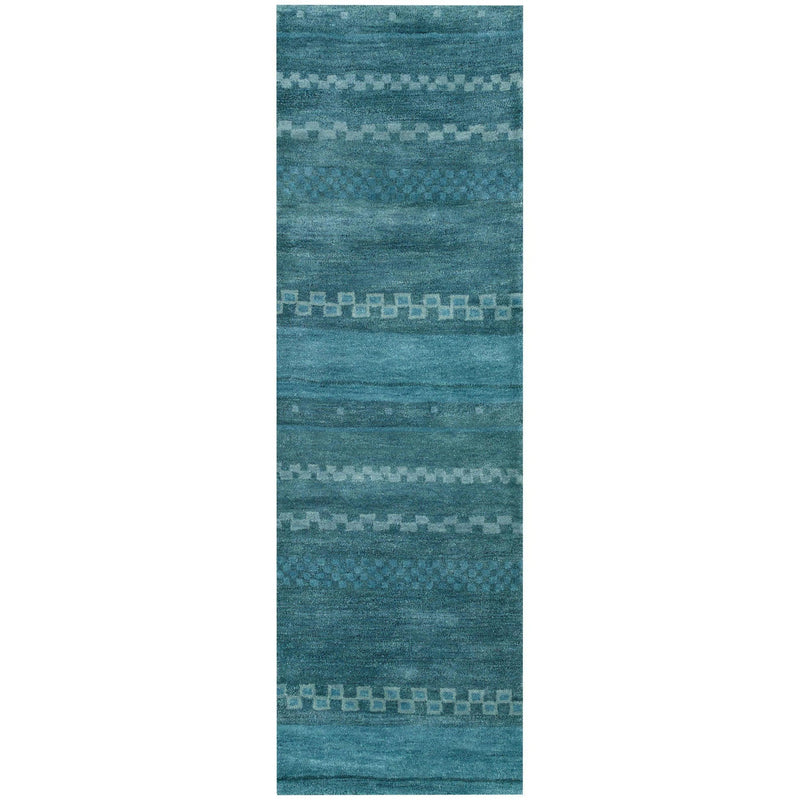 Bush Wool Blue Hallway Kitchen Runner Rug Area Rugs LOOMLAN By LOOMLAN