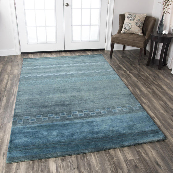 Bush Wool Blue Hallway Kitchen Runner Rug Area Rugs LOOMLAN By LOOMLAN