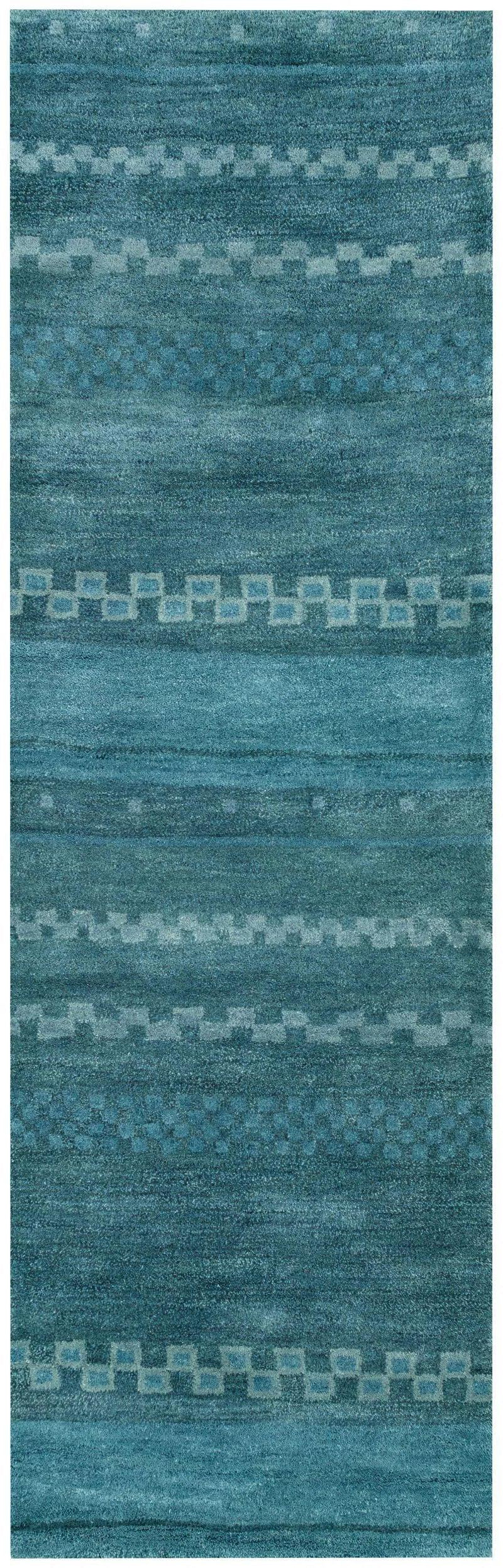 Bush Wool Blue Hallway Kitchen Runner Rug Area Rugs LOOMLAN By LOOMLAN