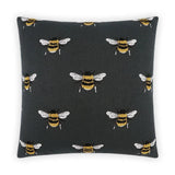 Busy Bee Charcoal Black Throw Pillow With Insert Throw Pillows LOOMLAN By D.V. Kap