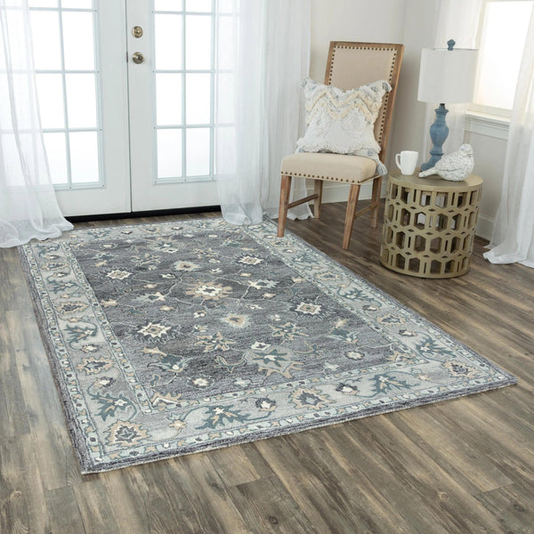 Butu Floral Medallion Gray Area Rugs For Living Room Area Rugs LOOMLAN By LOOMLAN