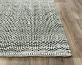 Buza Geometric Black Living Room Rug Area Rugs LOOMLAN By LOOMLAN