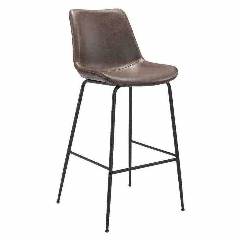 Byron Bar Chair Brown Bar Stools LOOMLAN By Zuo Modern