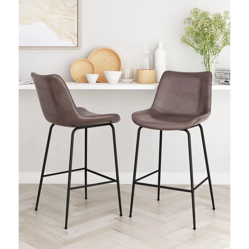 Byron Bar Chair Brown Bar Stools LOOMLAN By Zuo Modern