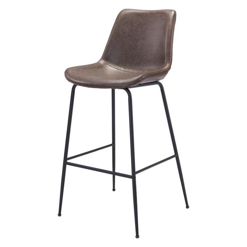 Byron Bar Chair Brown Bar Stools LOOMLAN By Zuo Modern