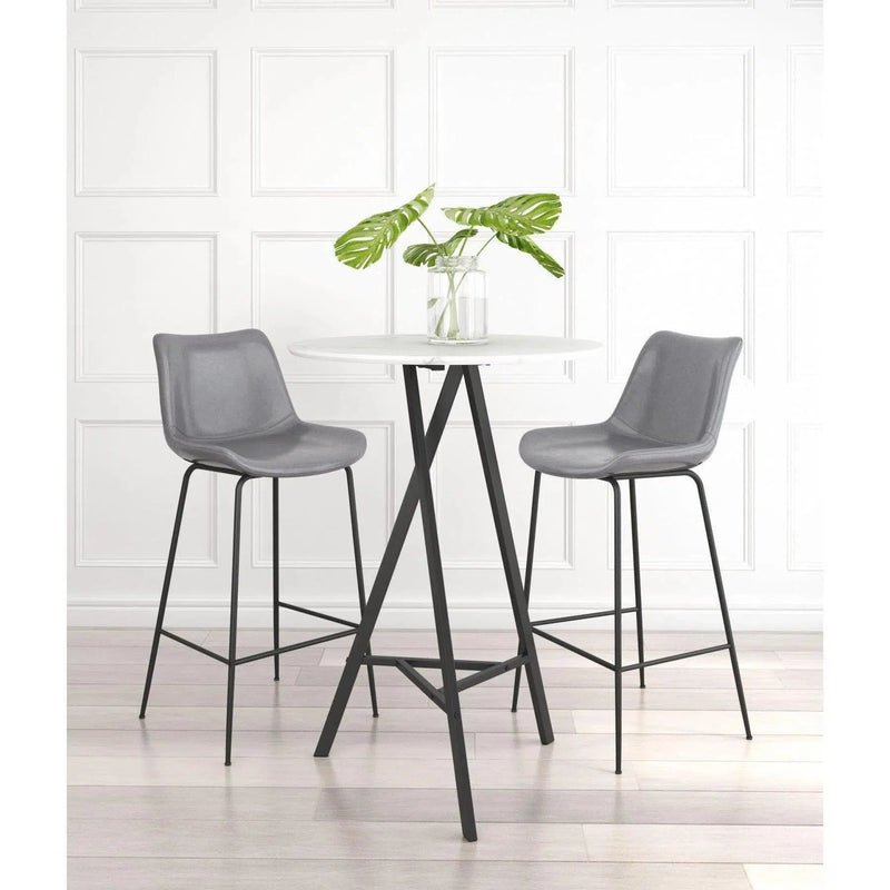 Byron Bar Chair Gray in Steel Frame Bar Stools LOOMLAN By Zuo Modern